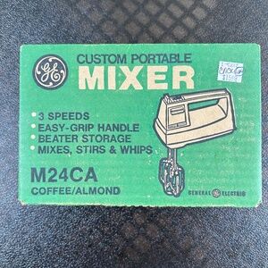 GE General Electric Custom Portable Mixer M24CA 3 Speed Coffee/Almond